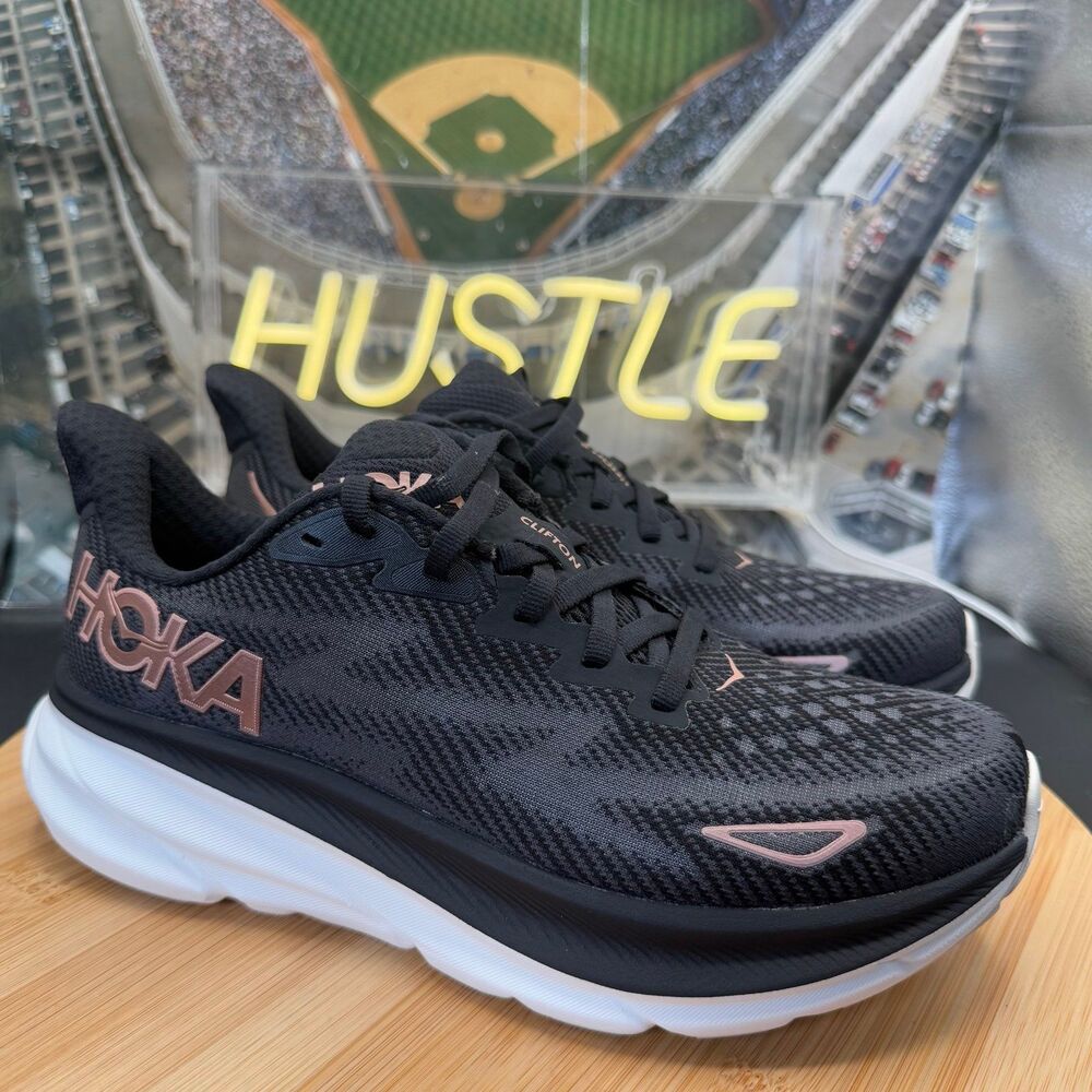 Hoka One One Clifton 9 Black Rose Gold Women's Size 6.5B